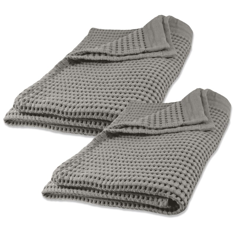 GILDEN TREE Waffle Bath Sheet Quick Dry Towel, Thin Luxury Bath Towels, 40x80 Large Bath Towels 2 Pack Bath Sheets, Modern Style (Pewter) - Image 1
